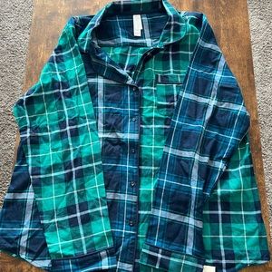 Stars above blue and green sleep flannel top Sz XL